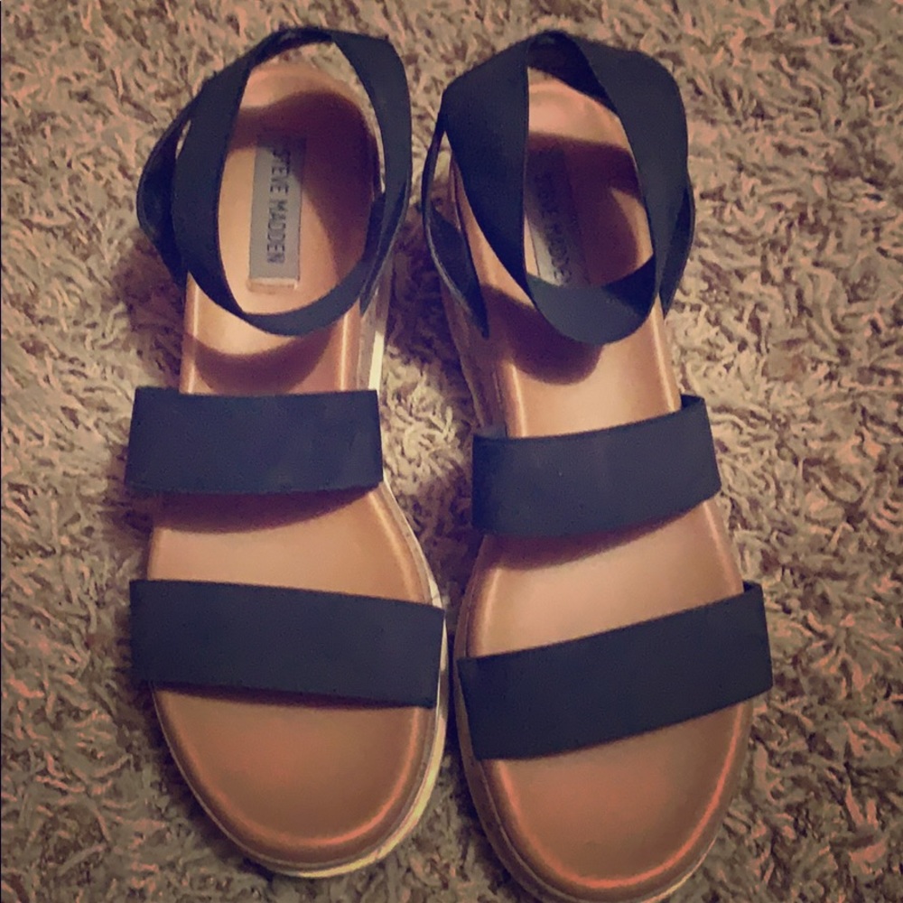 Black Platform Wedge Sandal